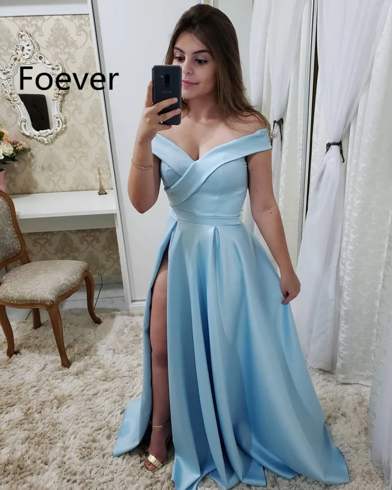 as picture Vestidos, сексуальное красное вечернее платье с v-образным вырезом и разрезом по бокам, Длинное Элегантное Вечернее Платье трапециевидной формы с открытыми плечами - Цвет: as picture
