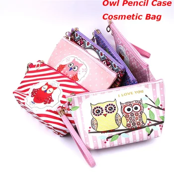 

Multi Use Kawaii Owl Handmade Pencil case Cosmetic Bag Toiletry Animal Cartoon Zipper Canvas Makeup Organizer