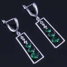 Rare Oval Green Cubic Zirconia 925 Sterling Silver Drop Dangle Earrings For Women V0831 extremely attractive dangling earring blue green and clear oval cut stones of cubic zirconia big round dangle pendant earrings