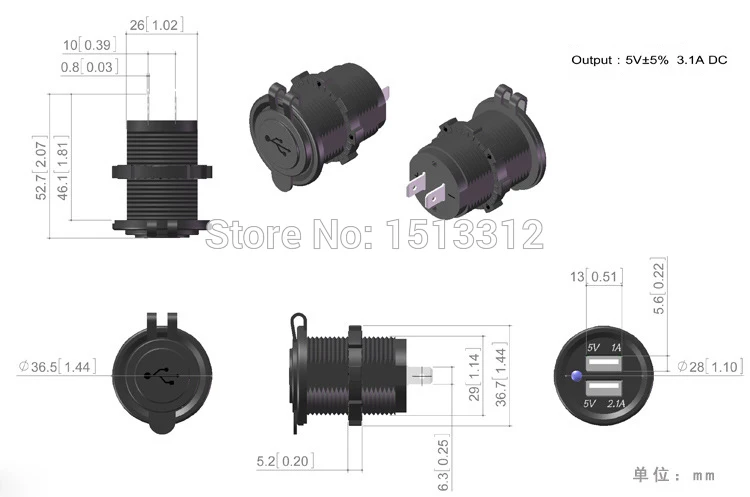 DIY Водонепроницаемый 12~ 24V 2.1A/1A двойной Переходник USB для зарядки в машине розетка мотоцикл Зарядное устройство-черный