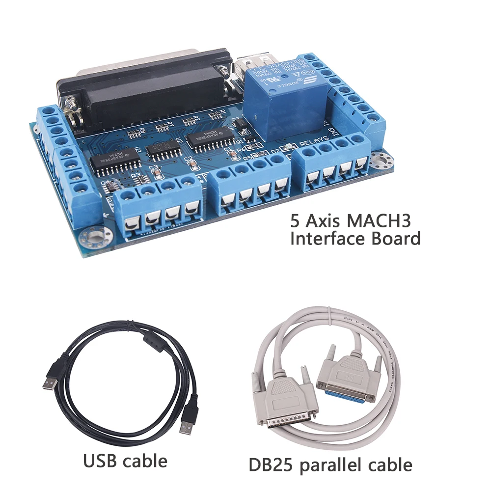 5 оси ЧПУ интерфейс с USB кабелем для шагового двигателя драйвер MACH3 CNC плата параллельного порта управления