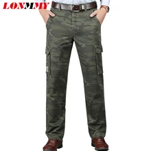 LONMMY комбинезоны брюки мужские Мульти-карманные прямые свободные повседневные брюки камуфляжные брюки карго мужские военные брюки зеленый хаки