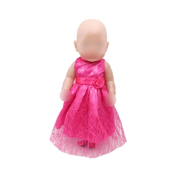 

43 cm baby dolls dress new born Magenta lace dress Baby toys fit American 18 inch Girls doll f321