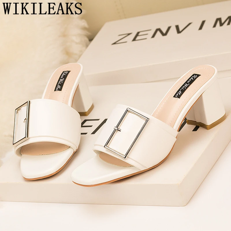 

ladies slippers and sandals mules shoes women Thick heel slides women high heels sandals women tenis feminino casual ayakkabi