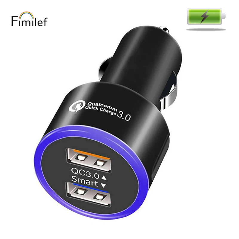 

Fimilef Dual USB Car Charger Quick Charge 3.0 Universal Mobile Phone Fast Car Charger for iPhone Samsung Adapter Cigar Socket