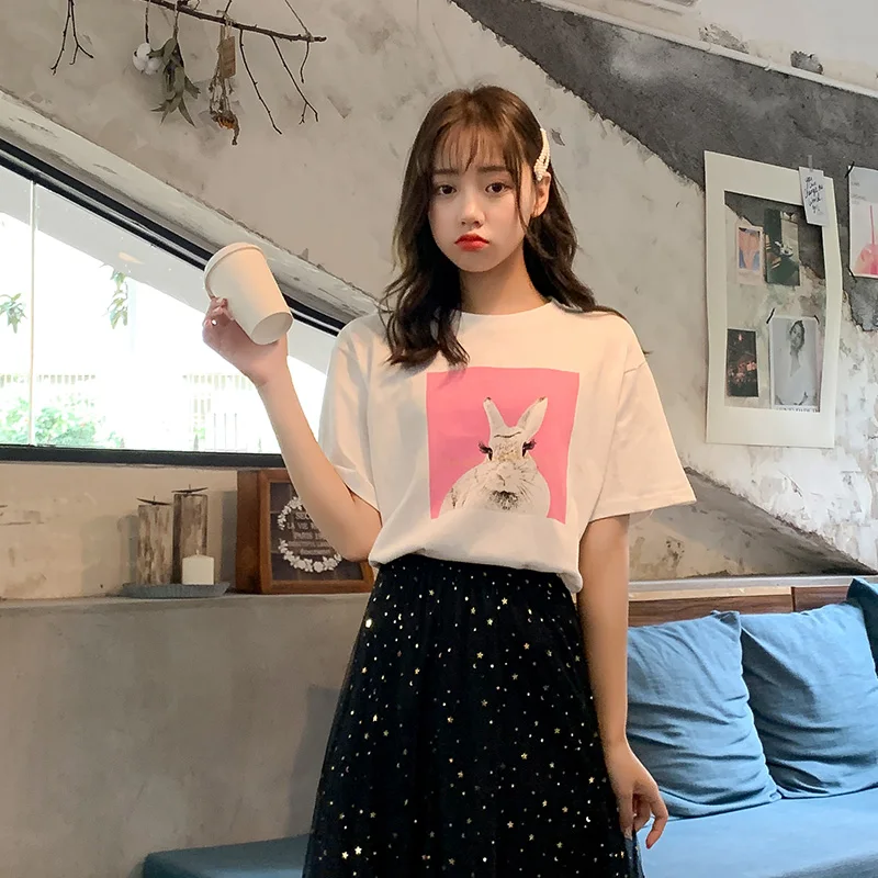 Чистый хлопок хорошее качество harajukuloose футболка с короткими рукавами женская
