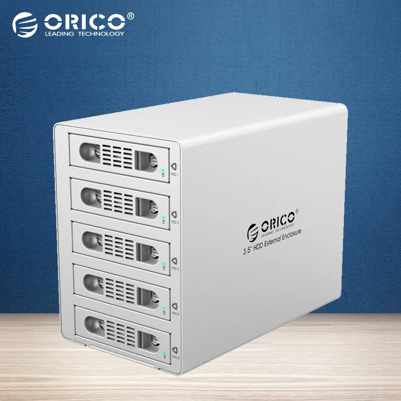

ORICO 3559RUS3 Tool Free Aluminum 5 Bay 40TB 3.5" SATA to USB3.0+eSATA HDD External Docking Station RAID Function 5Bay HDD Case