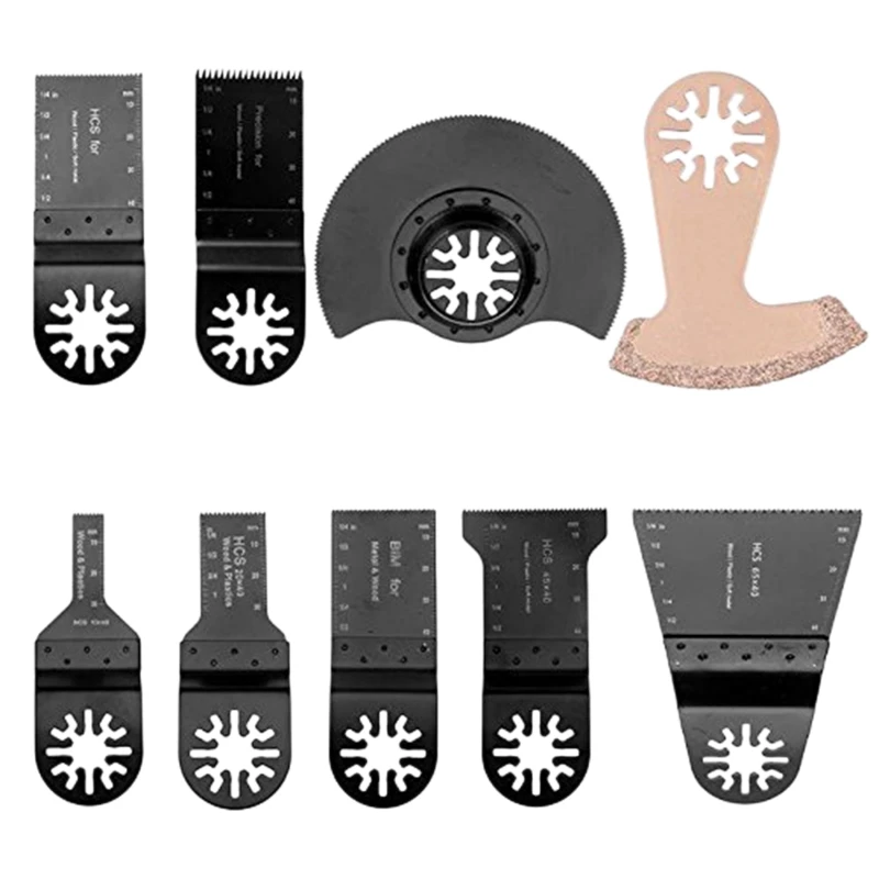 

9Pcs/Set Hcs Oscillating Tool Saw Blades Multi-Functional Saw Blade Power Tools Diy Woodworking Cutting Saw Blades