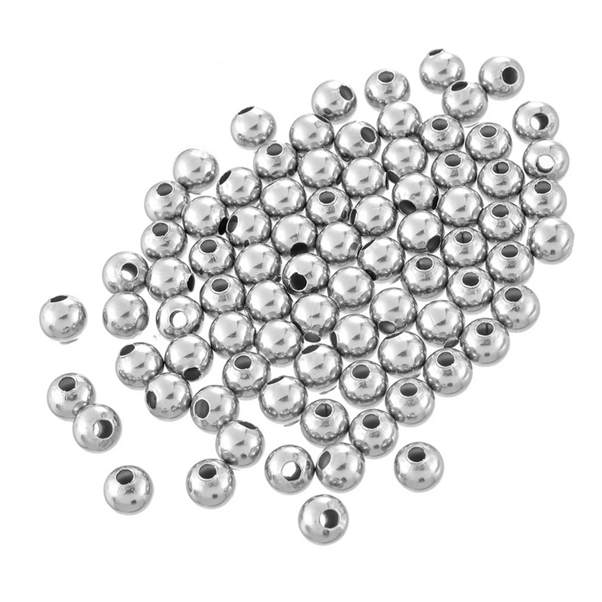 

10-50PCs 2.4x2.4mm Stainless Steel Round Hollow Beads For Jewelry Findings Making DIY Beads Accessories Necklaces Bracelets