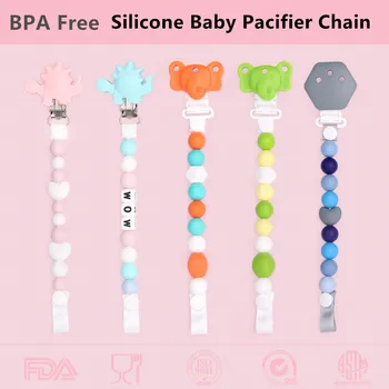 

Chenkai 1PC BPA Free DIY Silicone Baby Pacifier Dummy Teether Chain Holder Clips Silicone Teether Jewelry Clips Toy