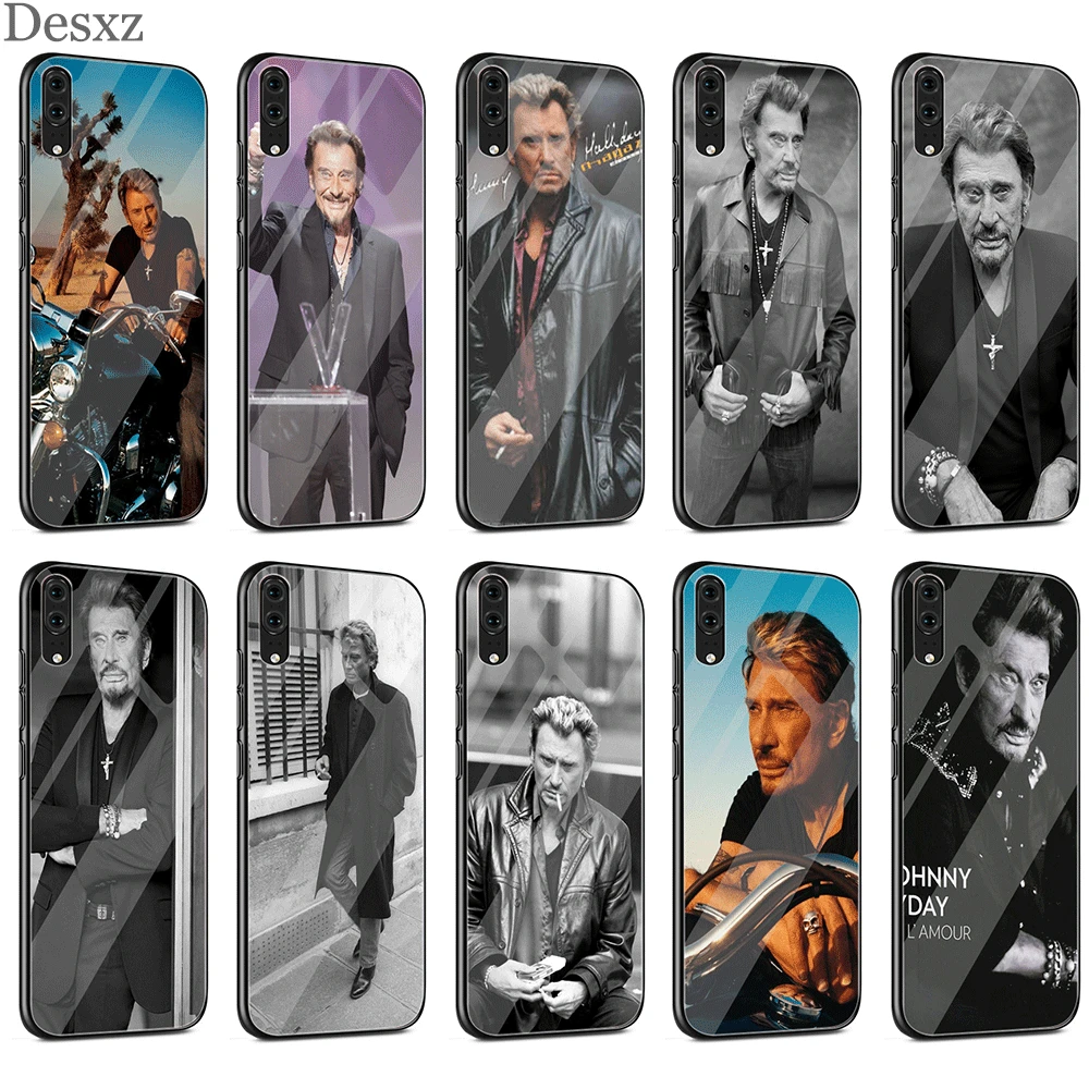 

Johnny Hallyday Glass Case TPU For Huawei P30 P10 P20 P Smart Mate 10 20 Lite Pro Y6 Y9 Honor 7A 8X