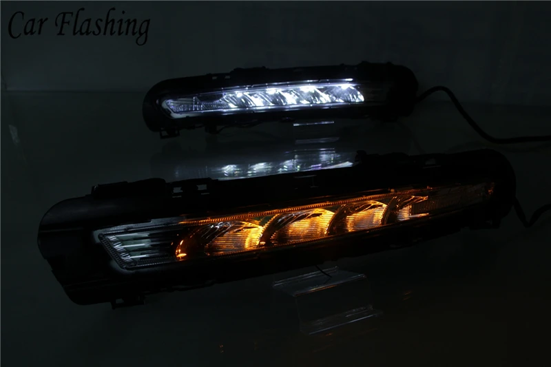 Мигающий светодиодный для Ford Mondeo 2011 2012 для дневных ходовых огней светильник DRL Противотуманные лампы 12V реле Дневной светильник с отложным воротником желтый сигнал