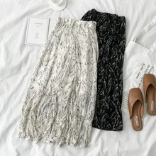 Женская юбка с оборками весна и лето новые женские гофрированные шифоновые юбки с принтом Ампир