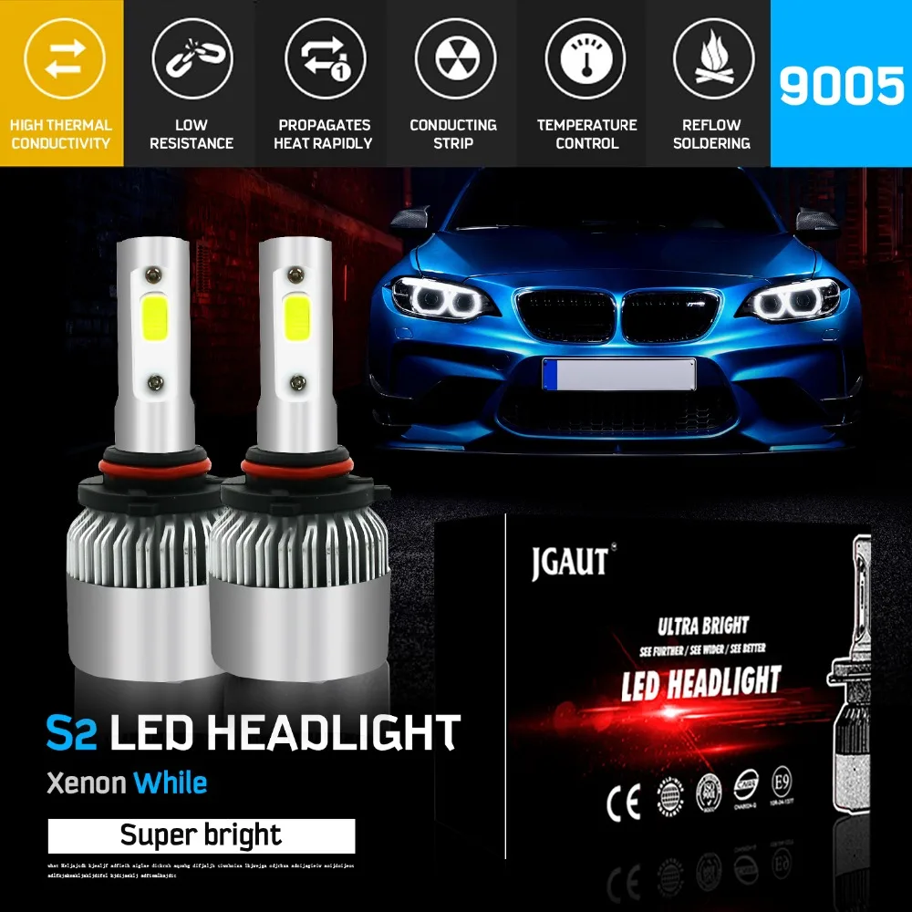 

Modifygt S2 H7 Led H4 Led H11 H1 9005 9006 72W 8000LM 6000K 12v COB Car LED Headlight Bulbs Headlamp car accessories