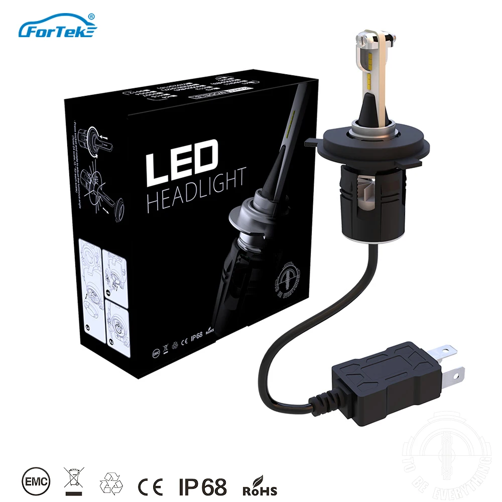 

FORTEK Car LED Headlight Bulbs All-in-One Conversion Kit Low Beam/Fog Light Bulb 7200lm/set (3600lm per bulb) 6000K H1/H3/H4/H7