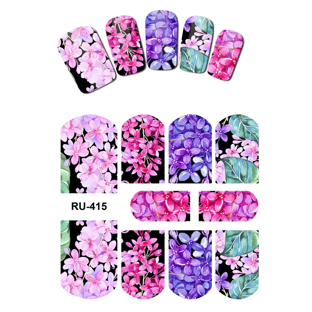 

UPRETTEGO NAIL ART BEAUTY WATER DECAL SLIDER NAIL STICKER COLORFUL PINK PURPLE TROPICAL FLOWER LOVE HEART RU415-420