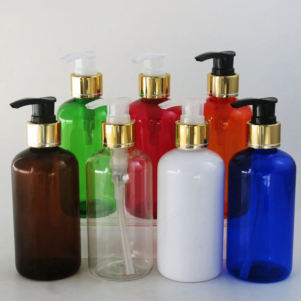 

20 x 220ml DIY Amber Blue White Red Green Clear Orange Pet Plastic Cream Lotion Pump Bottle 220cc Cream Shampoo Bottle
