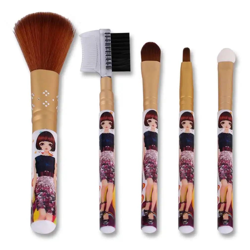

5 Pcs/Set Cosmetic Brush Makeup Brushes Kit Multicolor Plastic Handle Eyeshadow Blending Powder Foundation Brush Beauty New
