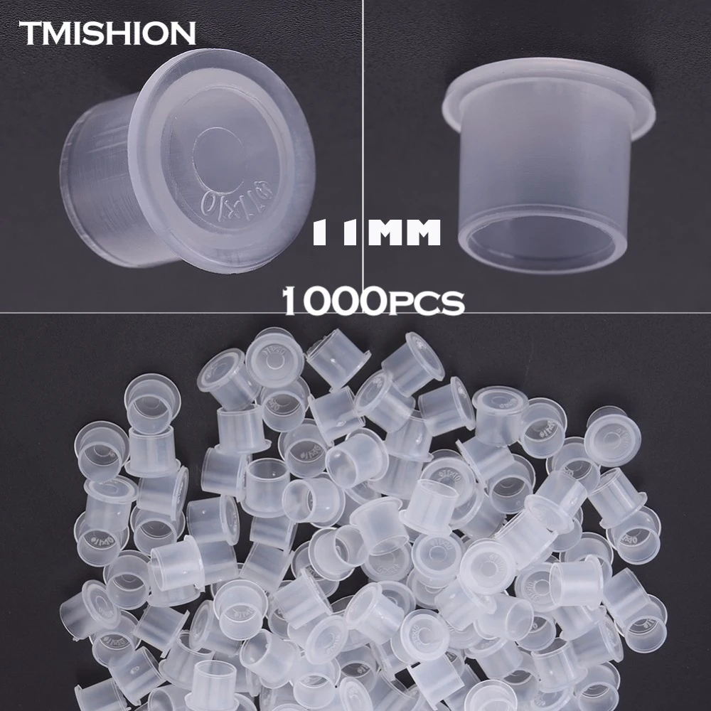 

1000pcs 11MM Clear Tattoo Ink Cups Disposable Tattoo Pigment Container Holder Caps Eyebrow Microblade Permanent Makeup Accessory