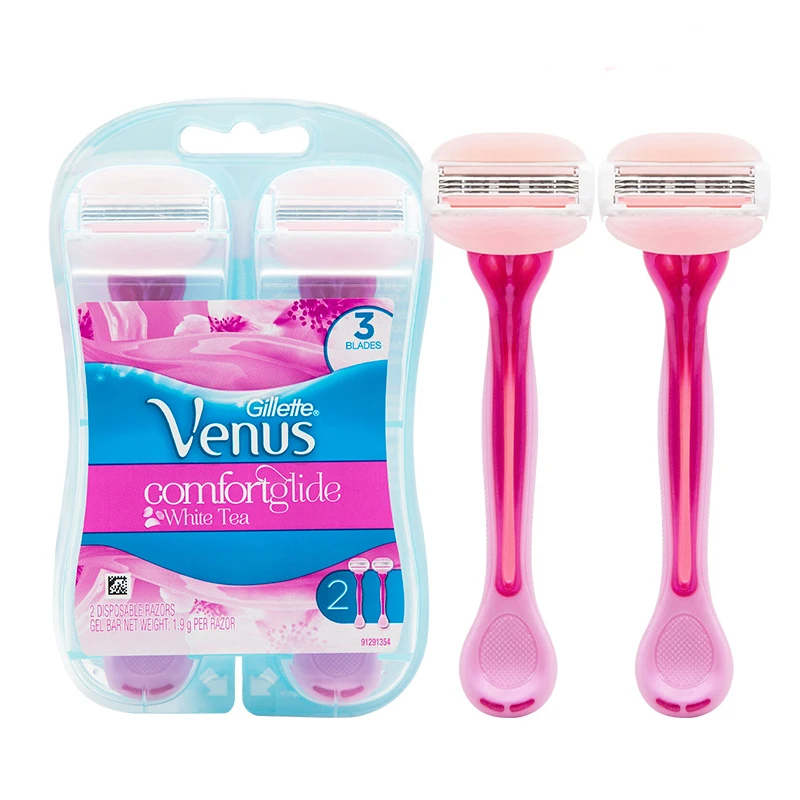2 Pcs New Arrival Genuine Gillette Venus Safety Razor Comfort Glide White  tea soap Pink Shaver For Women shaving Hair Removal _ - AliExpress Mobile