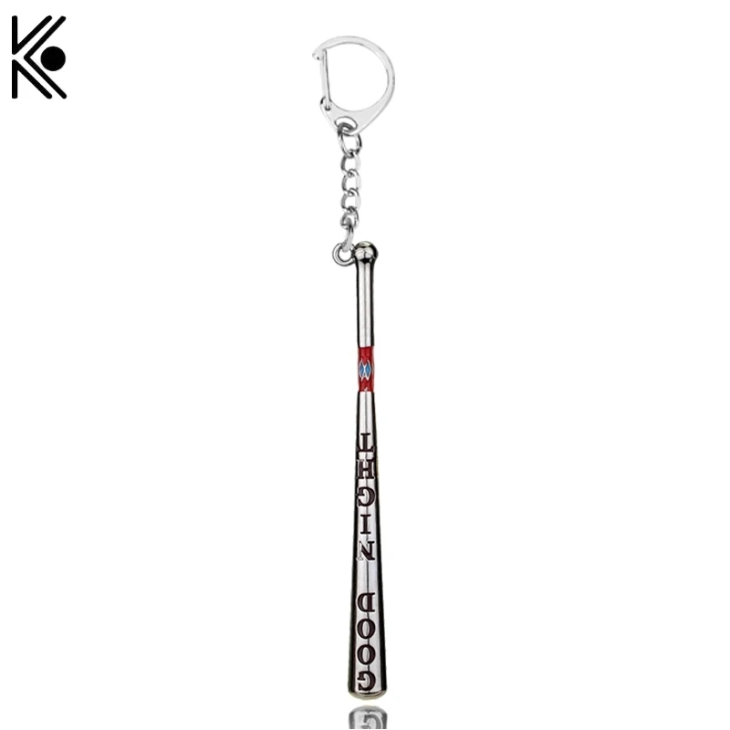 

Suicide Squad Warner Hat Baseball Keychain Key Rings Holder For Gift Chaveiro Car Key Chain Men Souvenir baseball bats