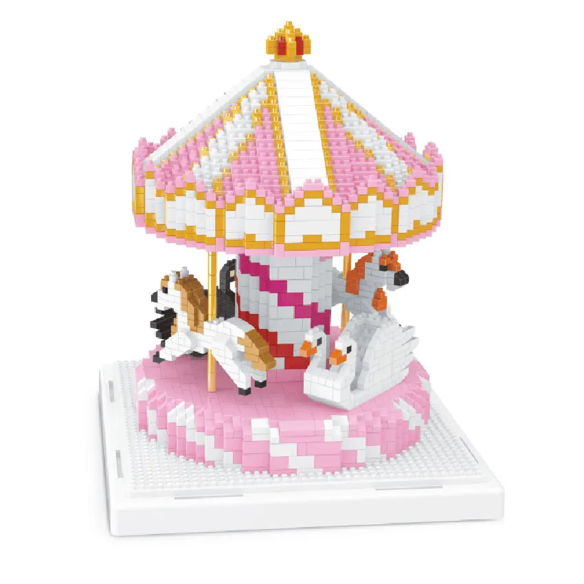 

LNO Nanoblocks Merry Go Round Model Building Blocks Micro Size Bricks Figures Toys For Children Funny Playground Kids Toy Adults