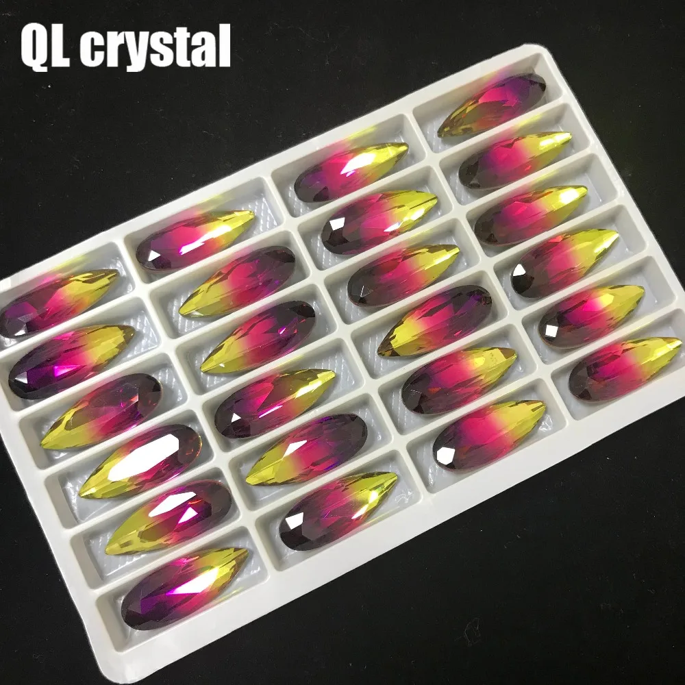 QL Crystal Tourmaline Glass 10x20mm Drops Pointback Fancy Stone for DIY garment bags shoes Jewelry accessory | Дом и сад