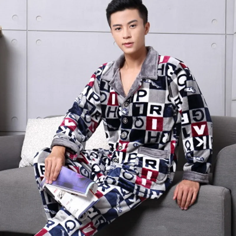

2016 New Coming Men Robe Sets Autumn Winter Warm Robe Set