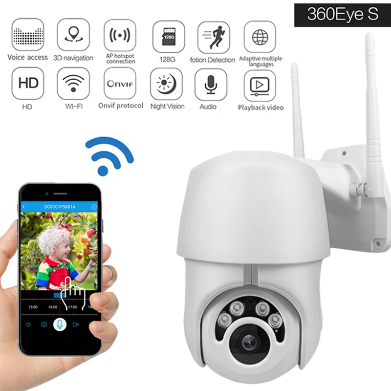 

1080P 2MP Wireless IP Camera Speed Dome PTZ WIFI Outdoor IP66 Two Way Audio IR CCTV Security Surveillance Camara Auto -Tracking