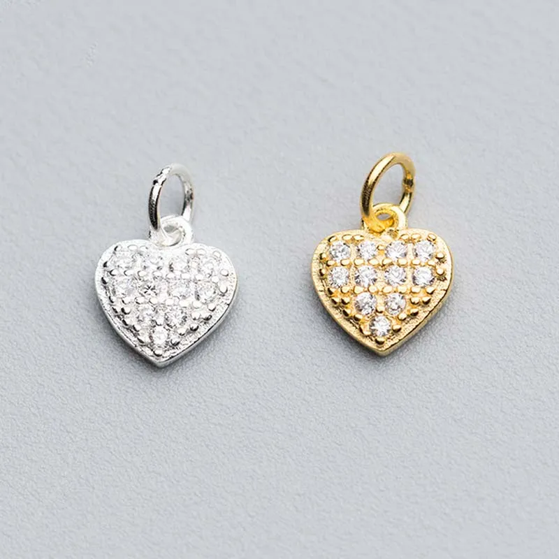 

100% 925 Sterling Silver Dangle Charms Heart Moon Star Zircon High Quality Gold Silver Color Pendants DIY Women Jewelry Making