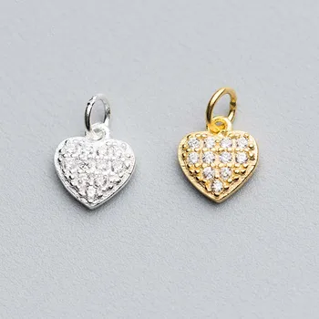 

100% 925 Sterling Silver Dangle Charms Heart Moon Star Zircon High Quality Gold Silver Color Pendants DIY Women Jewelry Making