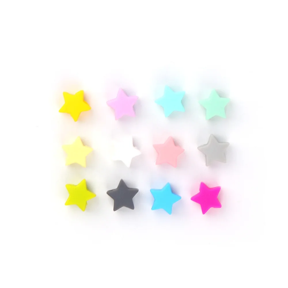TYRY. HU 10 шт. 14 мм силиконовые бусины в форме звезды пищевого качества прорезыватель BPA бесплатно Прорезыватель для зубов ожерелье браслет Diy Ювелирные изделия Детские Прорезыватели игрушка - Цвет: Mix Color