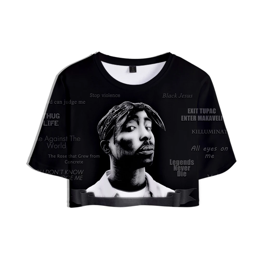 2pac 3d Printed Women Crop Tops Fashion 