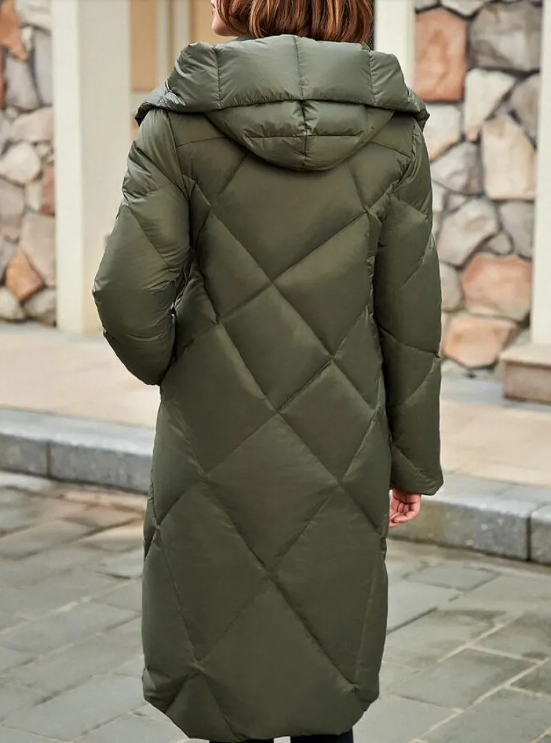 Брендовая Новинка, зимний женский белый длинный пуховик, Толстая теплая приталенная куртка, Женское пальто с капюшоном, с подкладкой, макси пальто, ветрозащитная куртка
