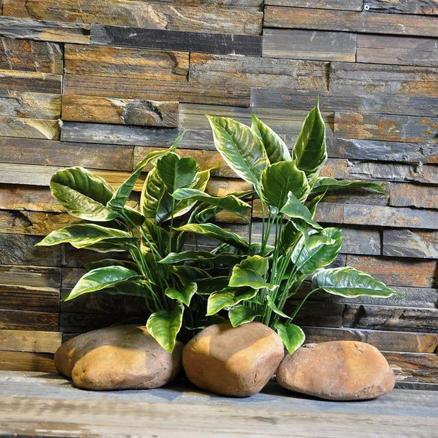 1pc 22cm Large Leaf Plastic Flowers Green Artificial Plants Home 1pc 22cm Large Leaf Plastic Flowers Green Artificial Plants Home Decorative Fake