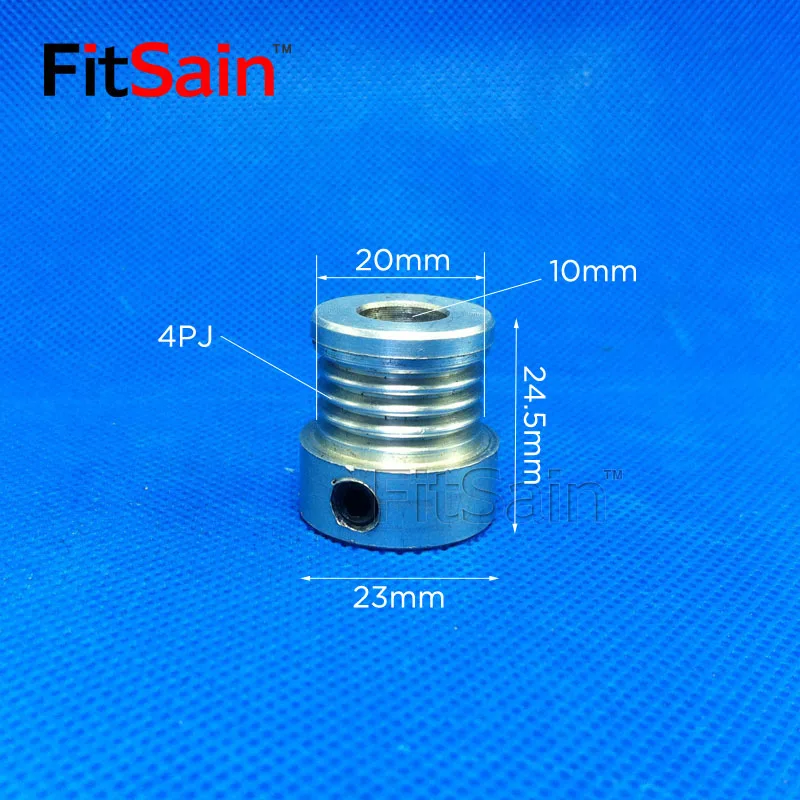 FitSain-Мульти Клин 4PJ ременный шкив 4 слота для вала двигателя 10 мм-10 мм алюминиевый сплав шкив 1:1
