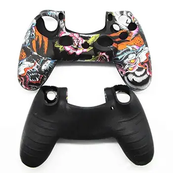

5PCS Silicone Rubber Cover Skin Case Dragon for PS4/SLIM/PRO Controller (Black)