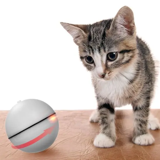 Игрушка-кошка, катящийся шар, автоматический каток вокруг светодиода, красный свет, активированный шар, интересный для домашнего животного, игрушка, легко нажимается