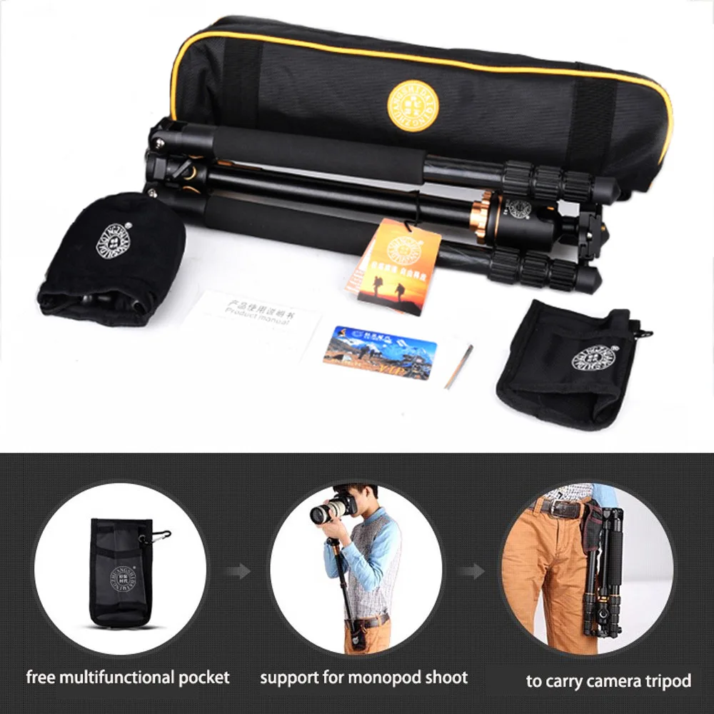 Cadiso Q999H cámara de vídeo profesional trípode 61 pulgadas portátil de viaje compacto Horizontal trípode con cabeza de bola para cámara - 6