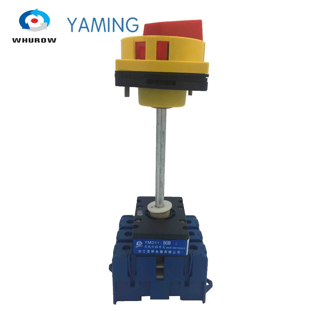 

Isolator switch with padlock panel 80A 3 Phases 2 position on-off with aluminium bar rotary switch cabinet YMD11-80B