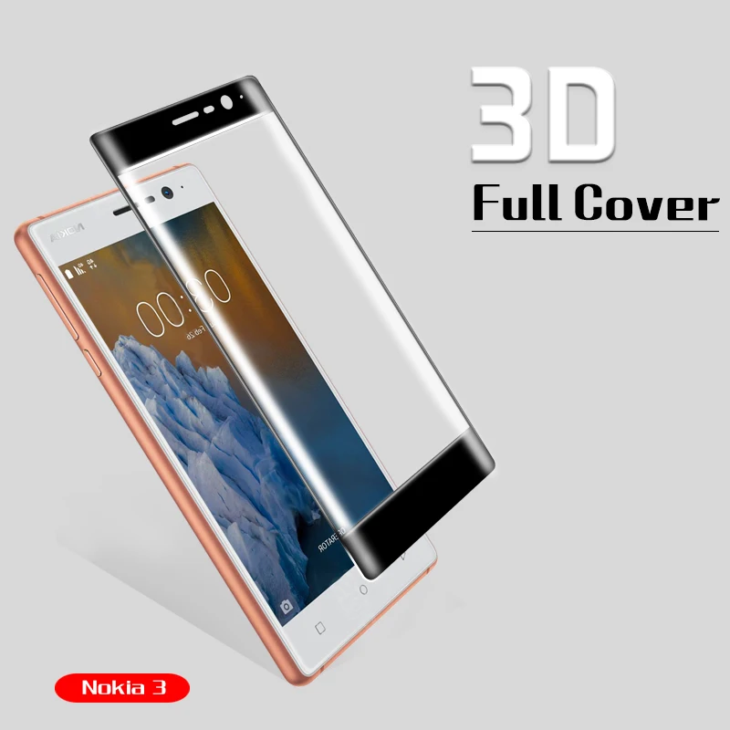 Закаленное стекло с полным покрытием для NOKIA 3 TA 1020 1028 1032 1038|Защитные стёкла и