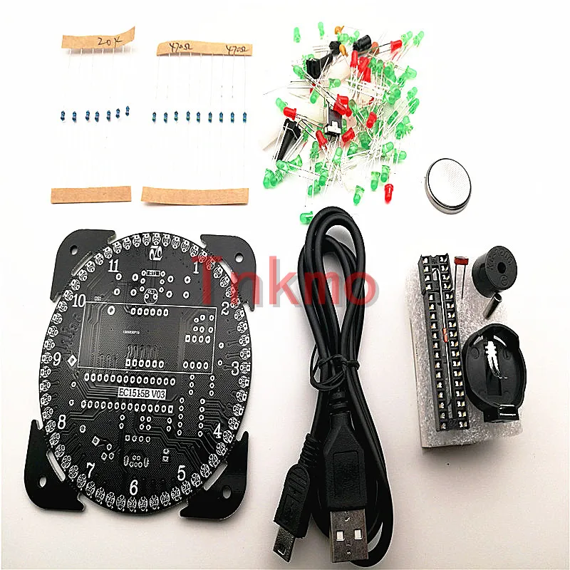 

1set Rotating DS1302 Digital LED Display Module Alarm Electronic Digital Clock LED Temperature Display DIY Kit Learning Board 5V