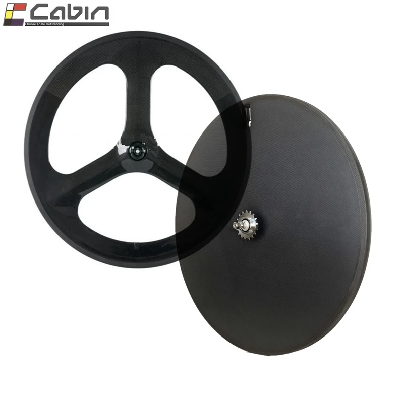 Discount Track/Time Trial/Triathlon bike carbon wheelset front 3 spoke rear disc carbon wheel, 3 spoke + disc wheelset 8