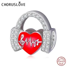 Choruslove I Love my Music Charm Note гитара пианино, саксофон сердцебиения бисера серебряные бусины 925 пробы Fit Pandora браслет