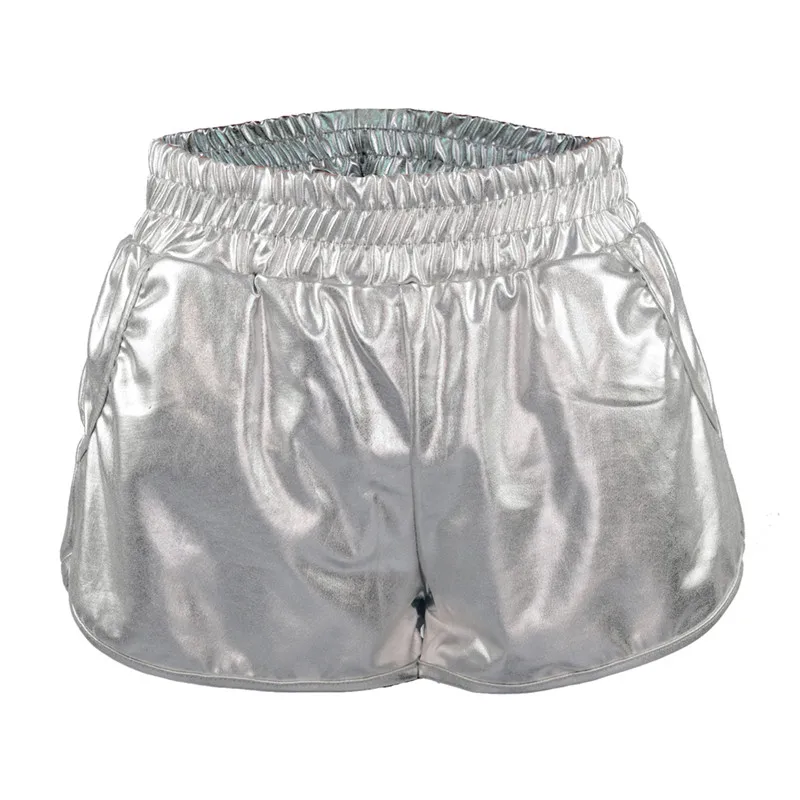 YRRETY Fashion Women High Waist Shorts Shiny Metallic Leg Gold Silver Fashion Night Club Dancing Wear Sexy Shorts Workout Party bermuda shorts