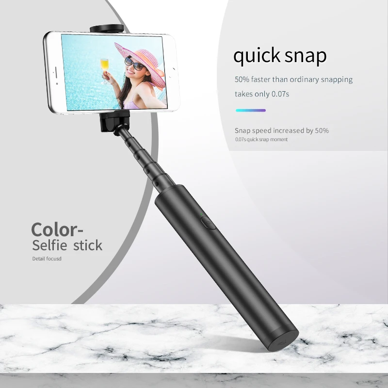 Online 2019 nuevo palo de selfie pau de trípode para teléfono palo selfie aleación de aluminio ampliable relleno luz selfie doblado longitud 16mm