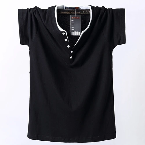 Plus Size 8XL Men Casual T Shirt Short Sleeve Fashion Solid Color ...