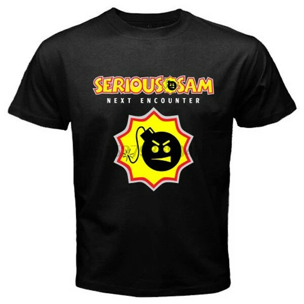 

serious sam text - Custom Mens Black T-Shirt Tee
