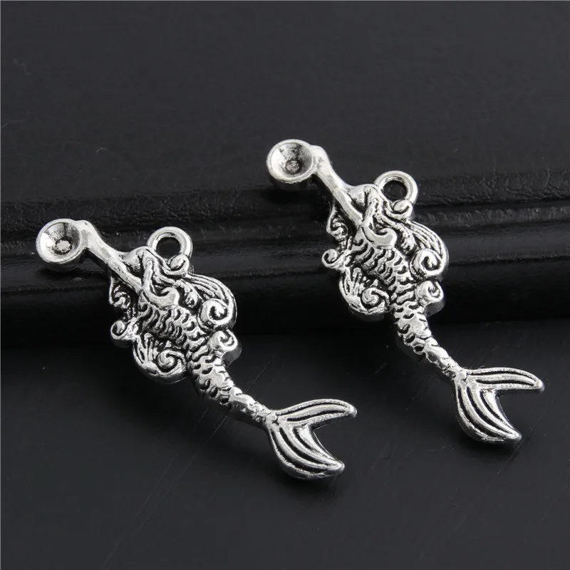 

30pcs Antique Sliver Little Lovely Sea Mermaid Charms Fish Nautical Pendant Pop Making Jewelry Fit Accessories 33x26mm A3041