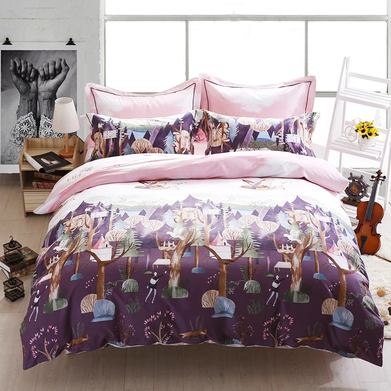 bedding set 100% cotton 4pcs 2017 new designed bed sheet duvet cover pillowcases linen high density queen king Sale | Дом и сад